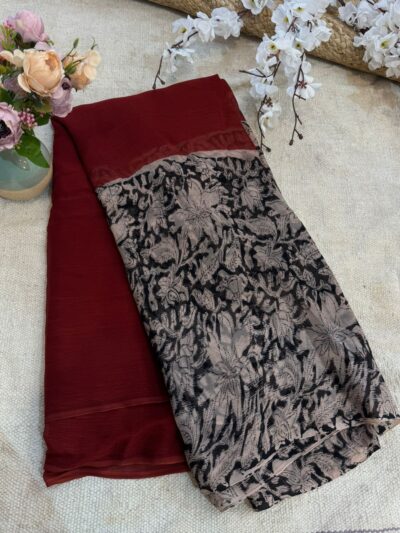 Hand-block print saree