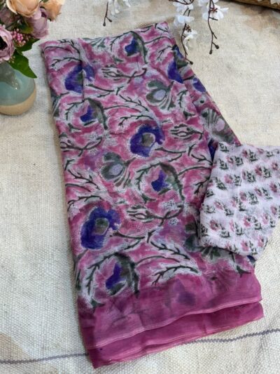 Hand-block print saree