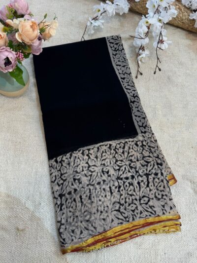 Hand-block print saree