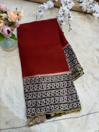 Hand-block print saree
