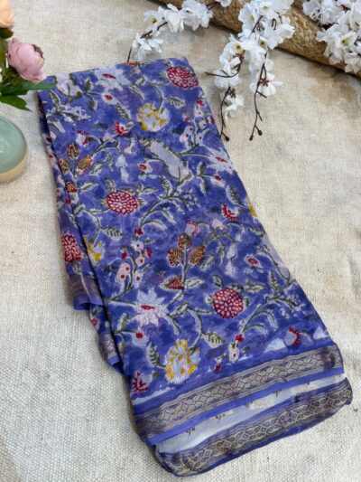 Hand-block print saree