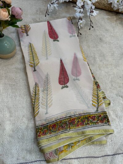 Hand-block print saree