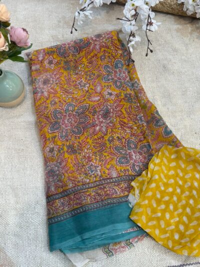 Hand-block print saree