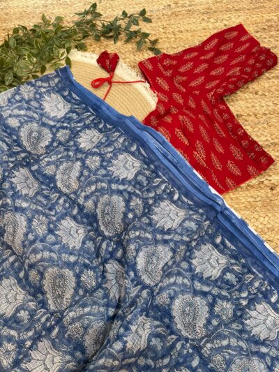 Kota doria saree with readymade blouse