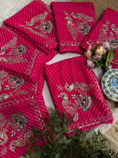 Mayur work mothra saree Red