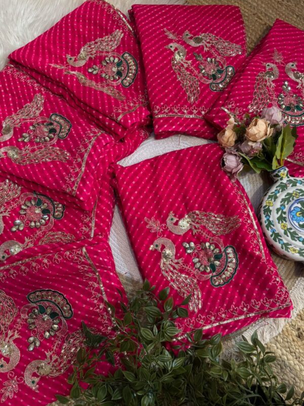 Mayur work mothra saree Red