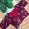 Side Stretchable Ikat print blouse Red