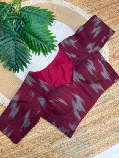 Side Stretchable Ikat print blouse Red