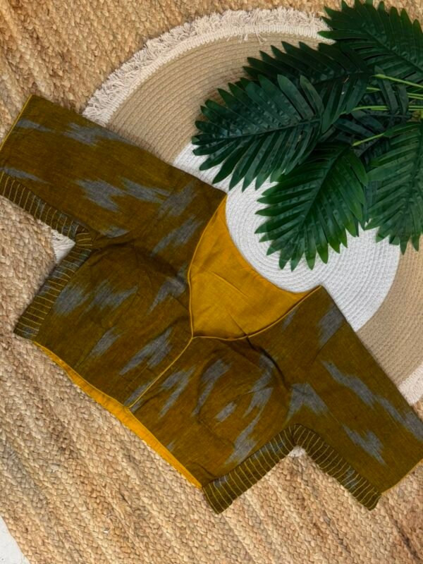 Side Stretchable Ikat print blouse Yellow