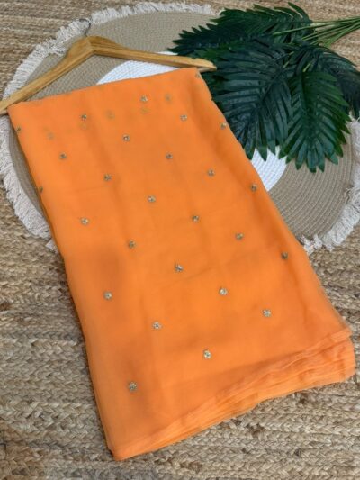 Buti work saree Orange