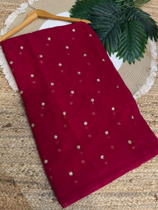 Buti work saree Red