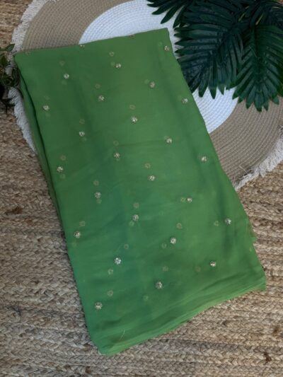 Buti work saree Dark Green