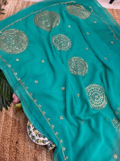 Partywear saree Teal
