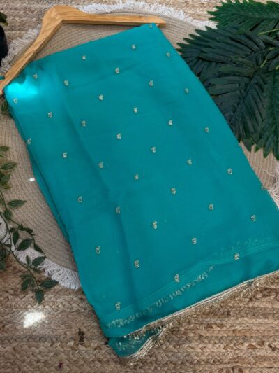 Bijli border with buti work Teal