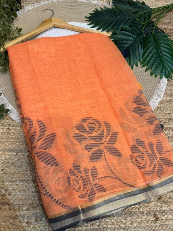 Cotton saree Orange