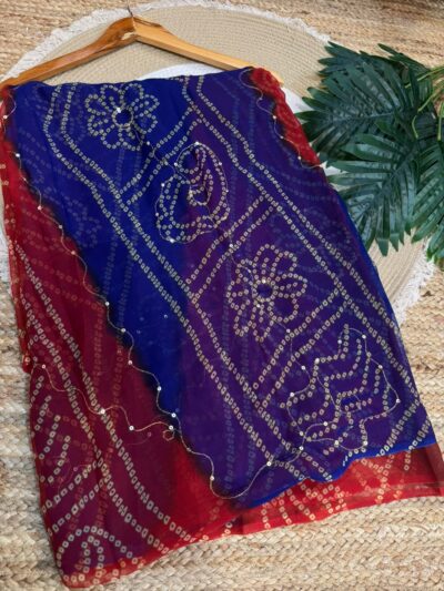 Aari sitara work saree Magenta