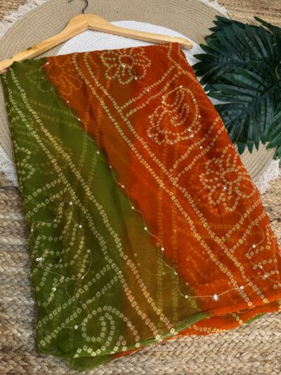 Aari sitara work saree Brown