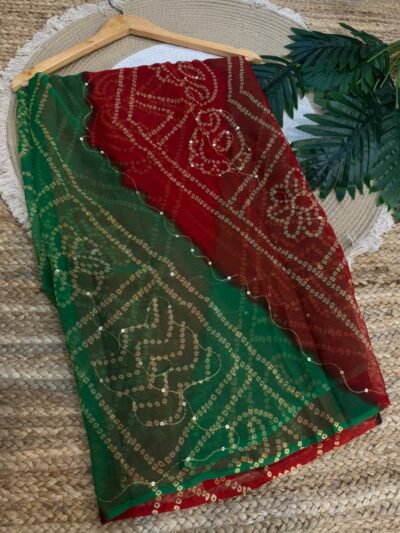 Aari sitara work saree Brown