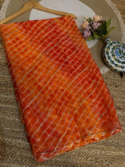 Sequins work Leheriya Orange