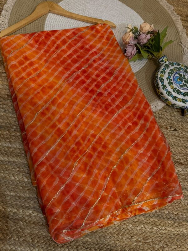 Sequins work Leheriya Orange
