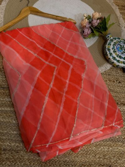 Sequins work Leheriya Red