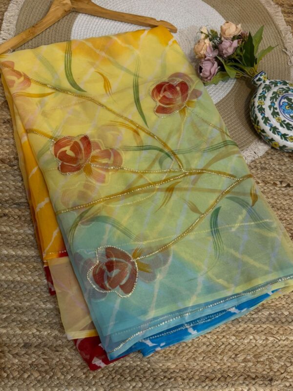 Sequins work Leheriya Yellow