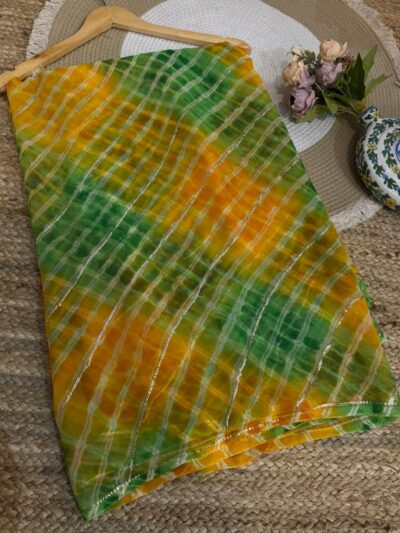Sequins work Leheriya Yellow