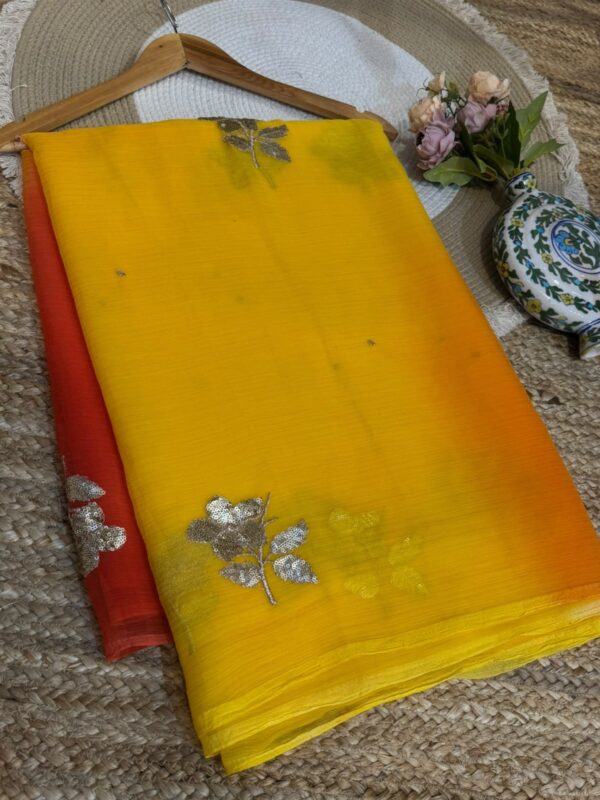 Sequins buta saree Yellow