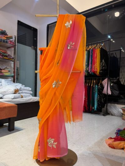 Sequins buta saree Orange