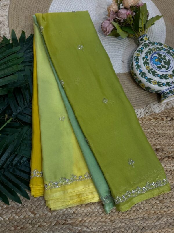 Handwork saree Dark Green