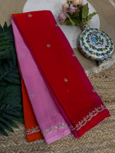 Handwork saree Red