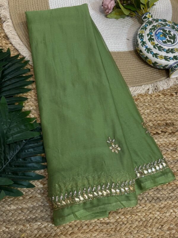 Handwork saree Dark Green