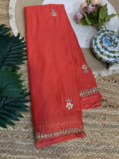 Handwork saree Red