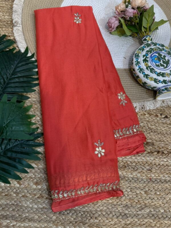 Handwork saree Red