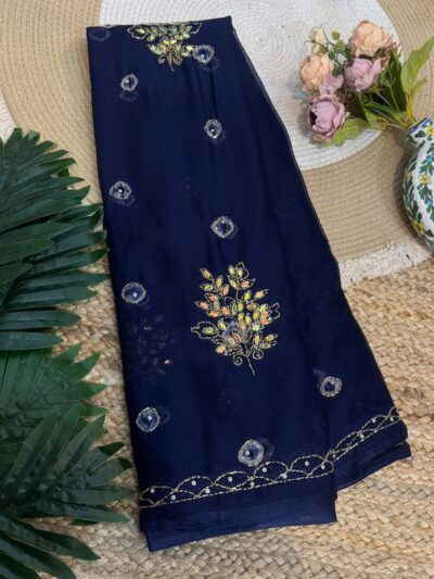 Handwork saree Navy Blue