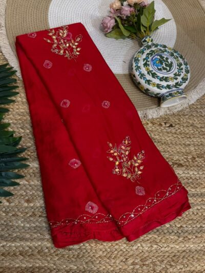 Handwork saree Red