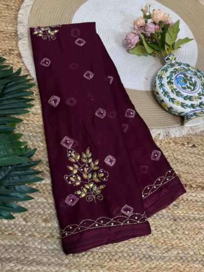 Handwork saree Red