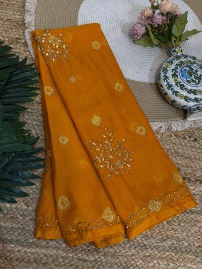 Handwork saree Brown
