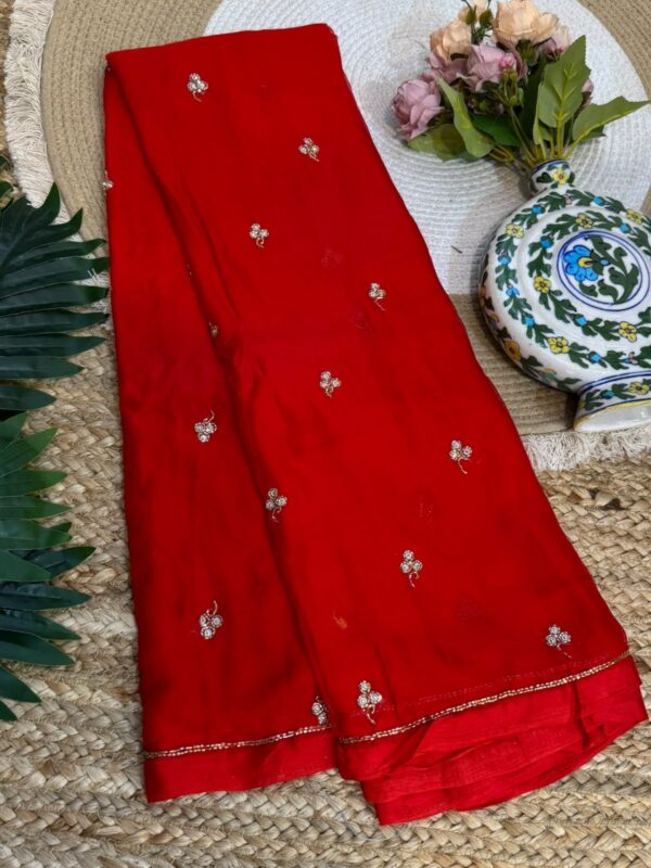 Handwork saree Red