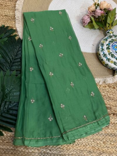 Handwork saree Dark Green
