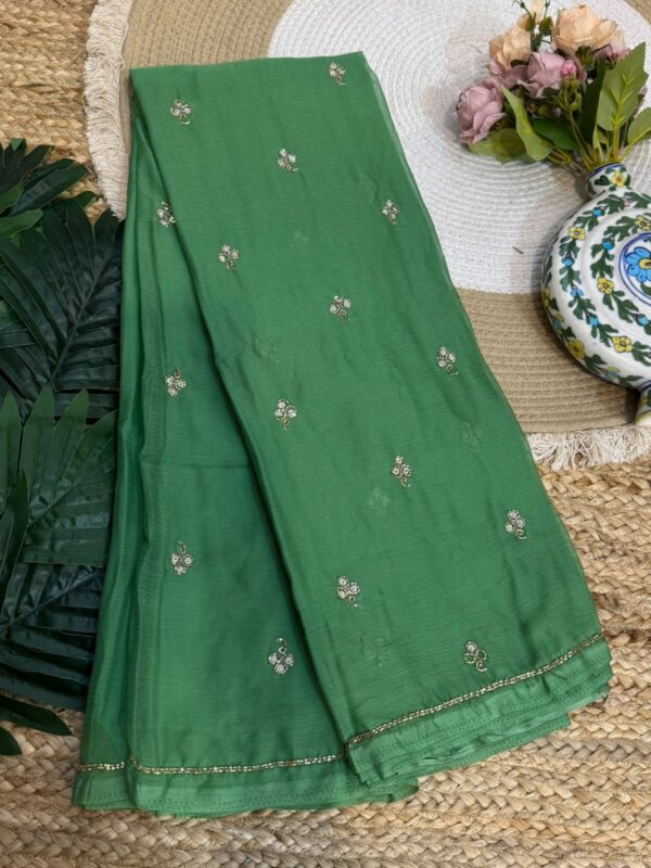 Handwork saree Dark Green