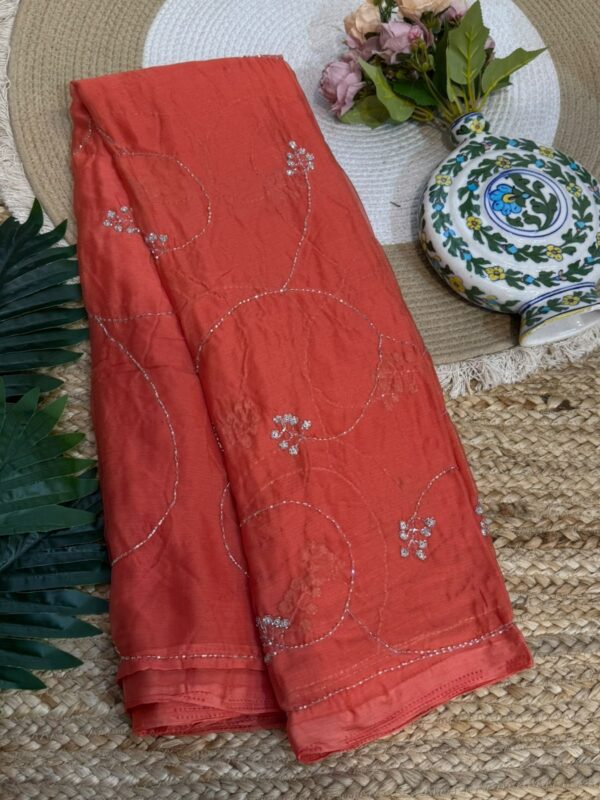 Handwork saree Red