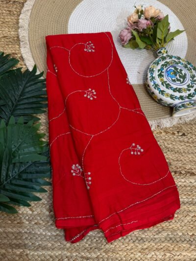 Handwork saree Red