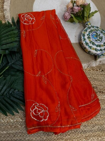 Handwork saree Red