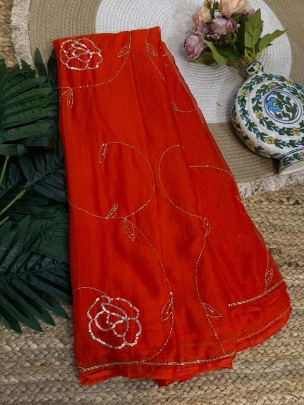 Handwork saree Red