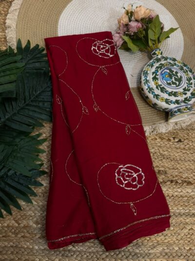Handwork saree Red