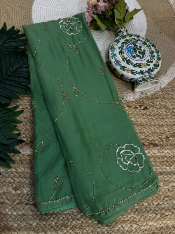 Handwork saree Dark Green