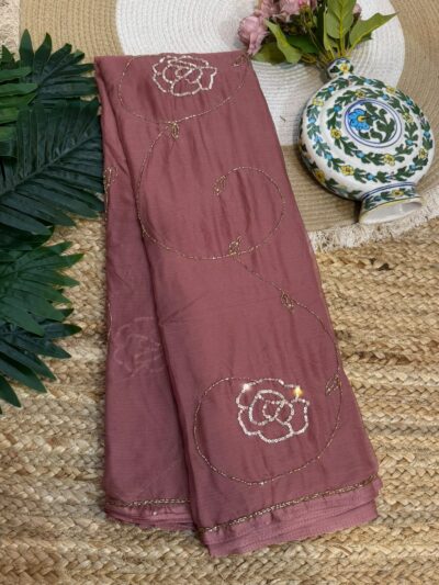 Handwork saree Brown