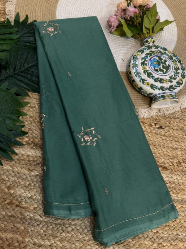 Handwork saree Dark Green