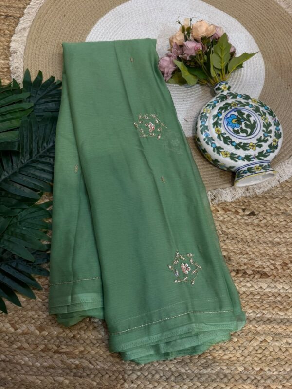 Handwork saree Dark Green